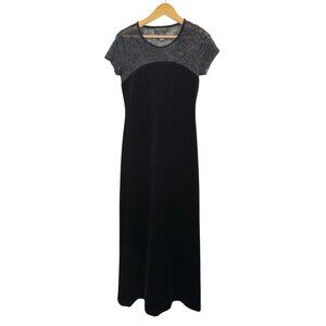 VTG Connected Apparel velour whimsy goth sheer sparkly maxi dress 90s sx 6